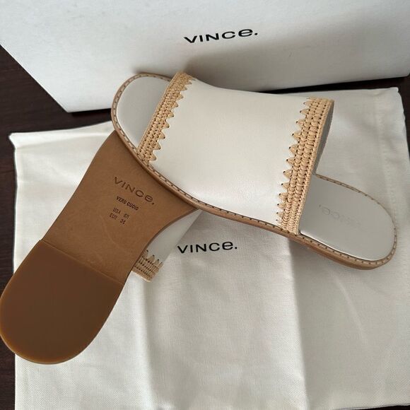 - Vince slide soft top grain all leather open toe slip on lightweight sandals - Picture 10 of 13